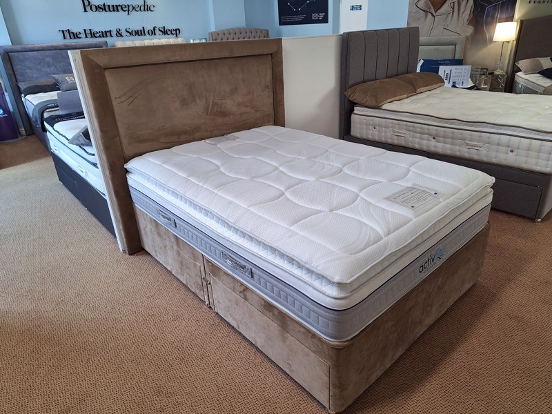 Sleepeezee Double Size - CLEARANCE - Ex-Showroom - Plush Beige Magnolia Headboard and ActivFlex Ultra Divan Bed6