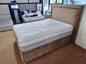 Sleepeezee Double Size - CLEARANCE - Ex-Showroom - Plush Beige Magnolia Headboard and ActivFlex Ultra Divan Bed1