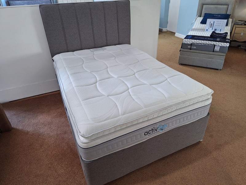 Sleepeezee Double Size - CLEARANCE - Ex-Showroom - Joshua Grey Daisy Headboard and ActivFlex Advance Divan Bed7