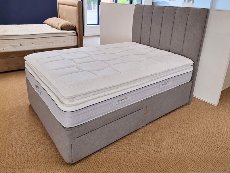 Sleepeezee Double Size - CLEARANCE - Ex-Showroom - Joshua Grey Daisy Headboard and ActivFlex Advance Divan Bed1