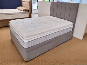 Sleepeezee Double Size - CLEARANCE - Ex-Showroom - Joshua Grey Daisy Headboard and ActivFlex Advance Divan Bed1