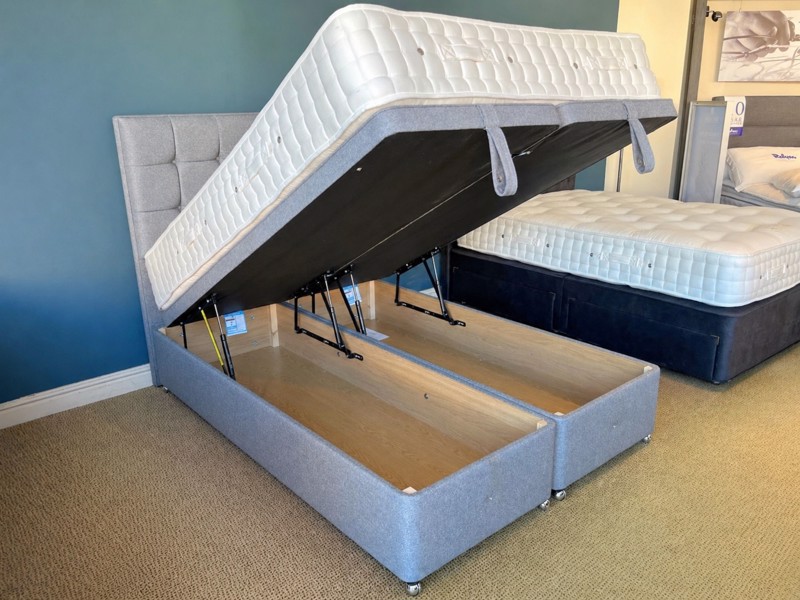 Hypnos Double Size - CLEARANCE - Ex-Showroom - Tweed Grey Grace Headboard And Eden Project Rainforest Divan Bed4