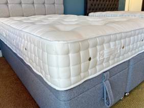 Hypnos Double Size - CLEARANCE - Ex-Showroom - Tweed Grey Grace Headboard And Eden Project Rainforest Divan Bed2