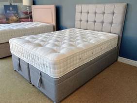 Hypnos Double Size - CLEARANCE - Ex-Showroom - Tweed Grey Grace Headboard And Eden Project Rainforest Divan Bed7