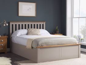 Land Of Beds Double Size - CLEARANCE STOCK - Rhodes Pearl Grey Ottoman Bed1