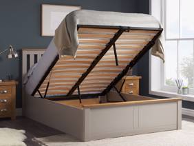 Land Of Beds Double Size - CLEARANCE STOCK - Rhodes Pearl Grey Ottoman Bed2