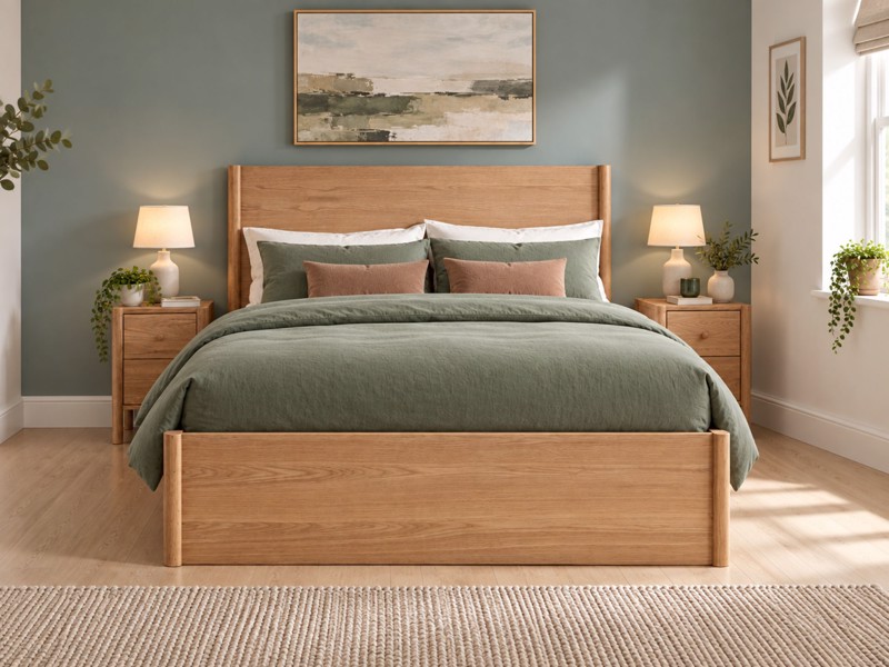 Land Of Beds Rosewood Oak Wooden King Size Ottoman Bed3
