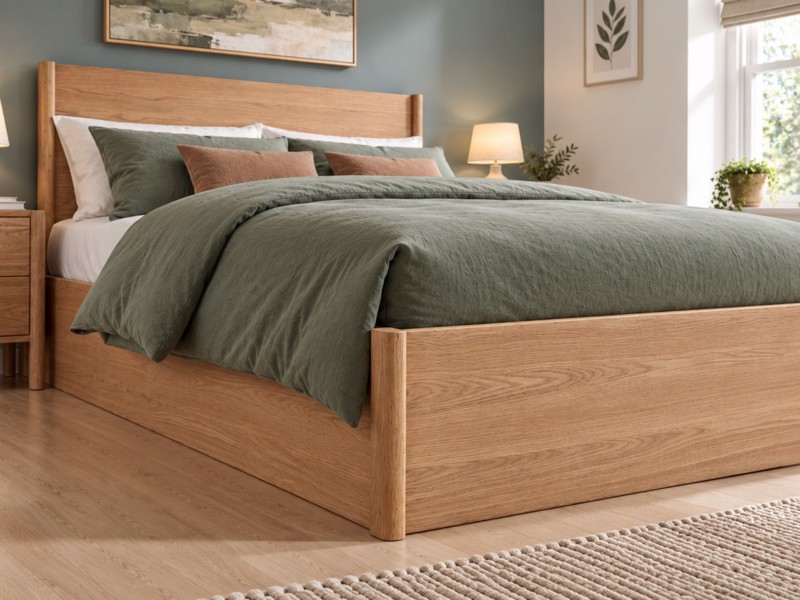 Land Of Beds Rosewood Oak Wooden King Size Ottoman Bed4