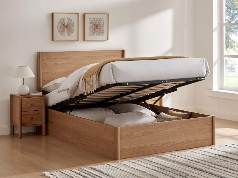 Land Of Beds Rosewood Oak Wooden Ottoman Bed2