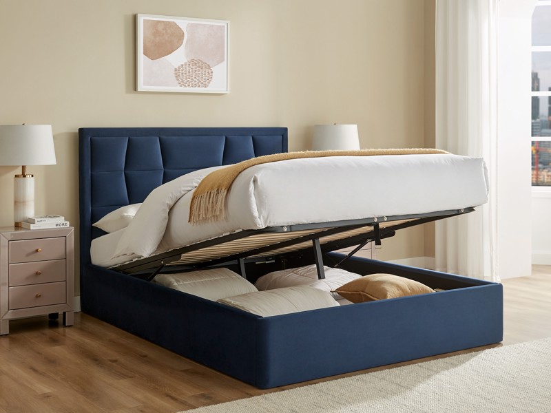 Land Of Beds Bloomhurst Navy Fabric Ottoman Bed2