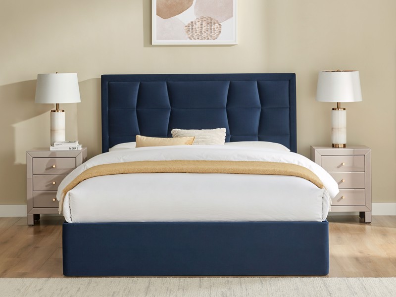 Land Of Beds Bloomhurst Navy Fabric Ottoman Bed3
