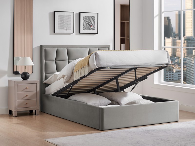 Land Of Beds Bloomhurst Silver Fabric Ottoman Bed2