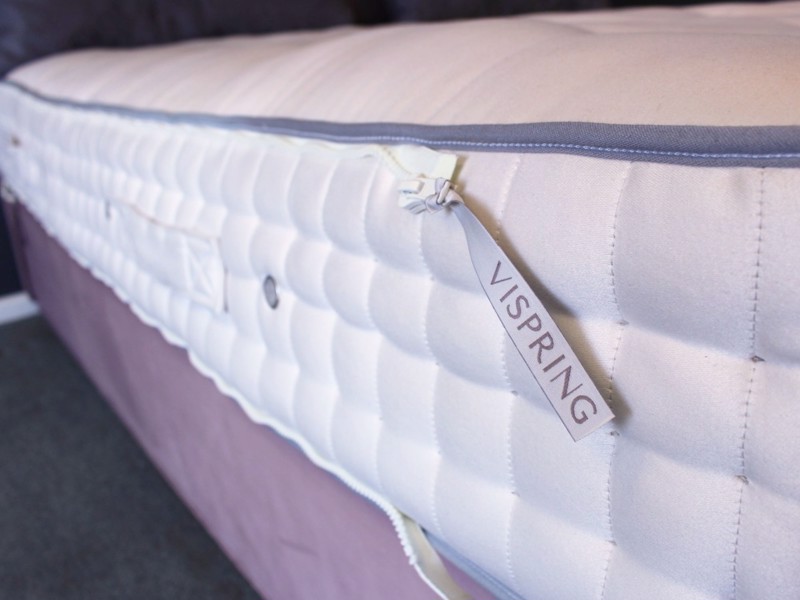 Vispring Super King Size Zip and Link - CLEARANCE - Ex-Showroom - Plush Heather Ceto Headboard and Regal Superb Divan Bed5