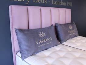 Vispring Super King Size Zip and Link - CLEARANCE - Ex-Showroom - Plush Heather Ceto Headboard and Regal Superb Divan Bed6