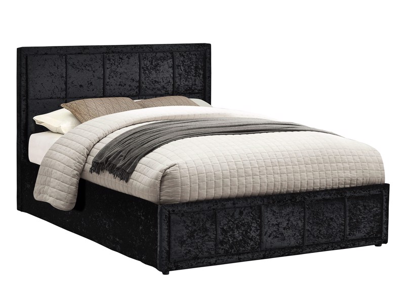 Land Of Beds Small Double Size - CLEARANCE STOCK - Heaven Mattress and Quartet Black Fabric Ottoman Bed3