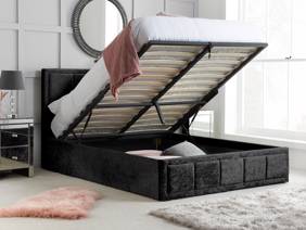 Land Of Beds Small Double Size - CLEARANCE STOCK - Heaven Mattress and Quartet Black Fabric Ottoman Bed2
