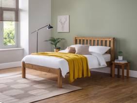 Land Of Beds Single Size - CLEARANCE STOCK - Light Oak Thornby Low Foot End Wooden Bed Frame1