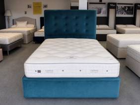 Vispring King Size - CLEARANCE - Ex-Showroom - Plush Teal Achilles Headboard and Kingsbridge Divan Bed2