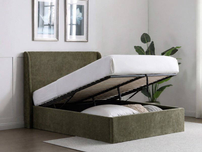 Land Of Beds Eden Olive Fabric Ottoman Bed3