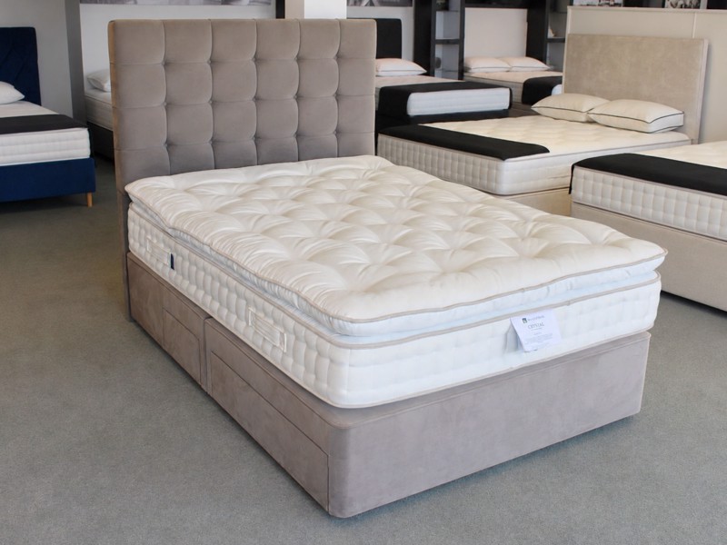Harrison Spinks Double Size - CLEARANCE STOCK - Ex-Showroom - Seven Grey New York Headboard and Crystal Deluxe 9500 Divan Bed1