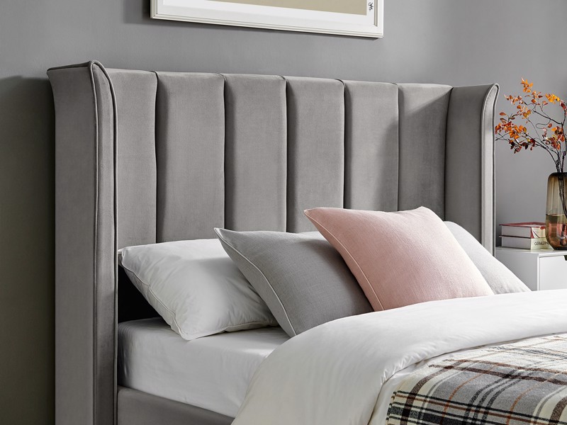 Land Of Beds King Size - CLEARANCE STOCK - Brimsley Silver Grey Fabric Ottoman Bed5