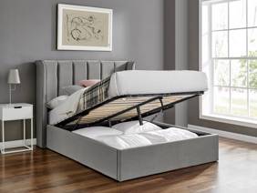Land Of Beds King Size - CLEARANCE STOCK - Brimsley Silver Grey Fabric Ottoman Bed2