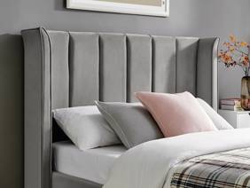 Land Of Beds King Size - CLEARANCE STOCK - Brimsley Silver Grey Fabric Ottoman Bed5