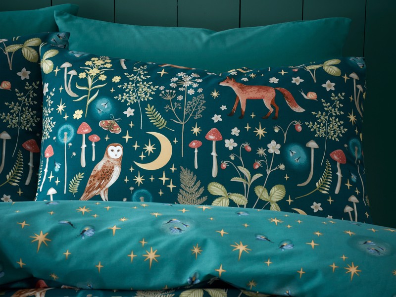 Catherine Lansfield Enchanted Twilight Forest Green Duvet Cover Set3