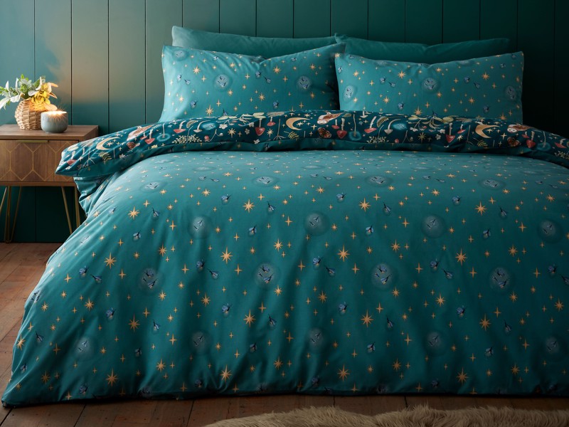Catherine Lansfield Enchanted Twilight Forest Green Duvet Cover Set4