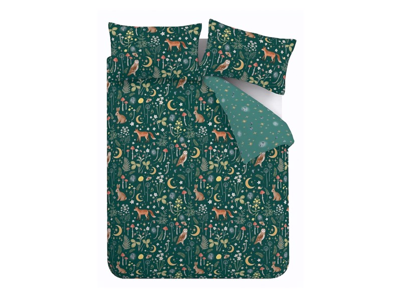 Catherine Lansfield Enchanted Twilight Forest Green Duvet Cover Set6
