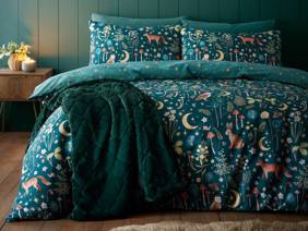 Catherine Lansfield Enchanted Twilight Forest Green Duvet Cover Set1