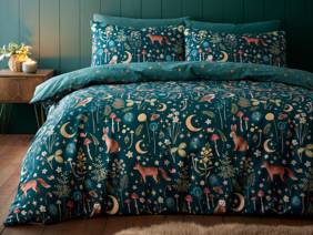 Catherine Lansfield Enchanted Twilight Forest Green Duvet Cover Set5