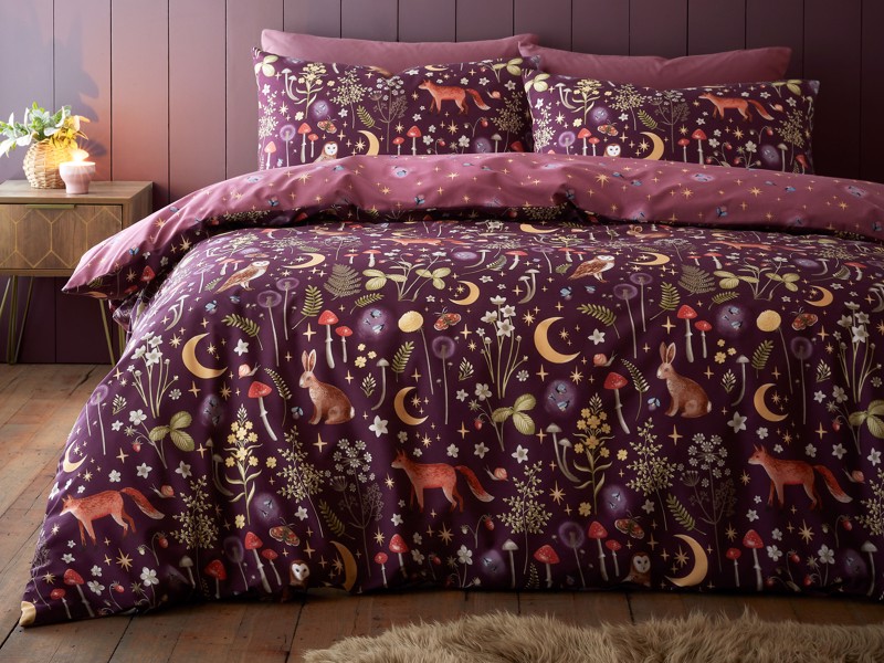 Catherine Lansfield Enchanted Twilight Plum Duvet Cover Set6