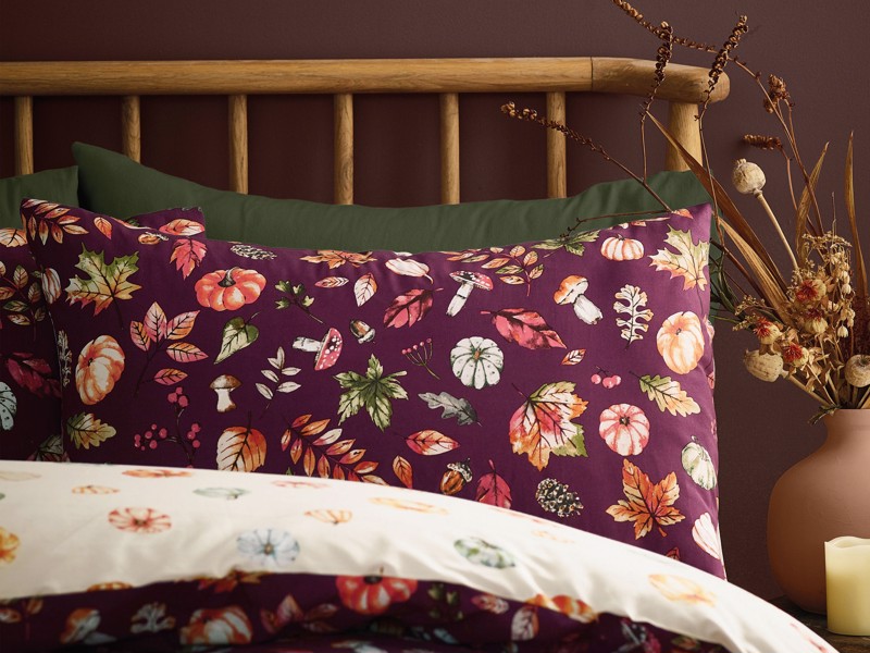 Catherine Lansfield Autumn Pumpkins Plum Duvet Cover Set4