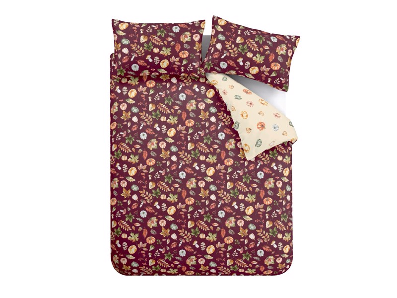 Catherine Lansfield Autumn Pumpkins Plum Duvet Cover Set5