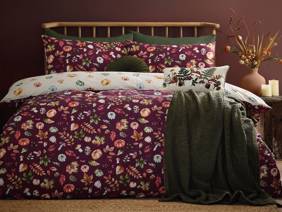 Catherine Lansfield Autumn Pumpkins Plum Duvet Cover Set1