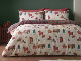 Catherine Lansfield Christmas Highland Cow Duvet Cover Set1