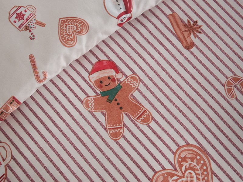 Catherine Lansfield Christmas Gingerbread Stripe Duvet Cover Set2