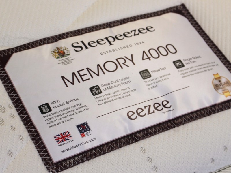 Sleepeezee Double Size - CLEARANCE - Ex-Showroom - Joshua Grey Dahlia Headboard and Memory 4000 Divan Bed5