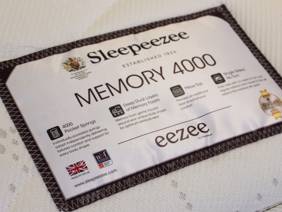 Sleepeezee Double Size - CLEARANCE - Ex-Showroom - Joshua Grey Dahlia Headboard and Memory 4000 Divan Bed5