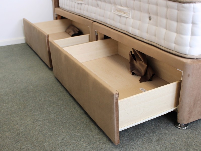 Sleepeezee Double Size - CLEARANCE - Ex-Showroom - Plush Beige Poppy Headboard and Centurial 03 Divan Bed9