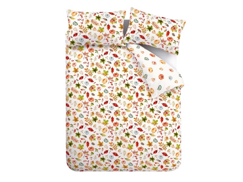 Catherine Lansfield Autumn Pumpkins White Duvet Cover Set6