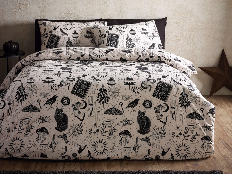 Catherine Lansfield Enchanted Witchcraft Natural Duvet Cover Set5