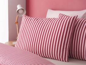 Catherine Lansfield Epping Stripe Burgundy Double Duvet Cover Set2