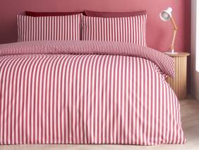 Catherine Lansfield Epping Stripe Burgundy Double Duvet Cover Set5