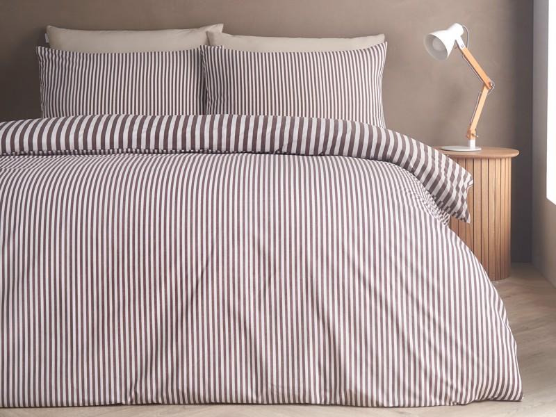 Catherine Lansfield Epping Stripe Chocolate Duvet Cover Set3