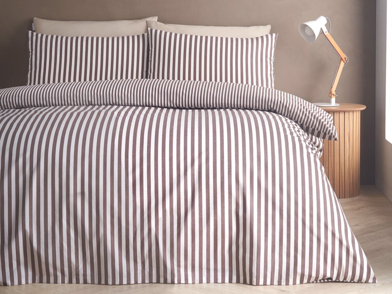 Catherine Lansfield Epping Stripe Chocolate Duvet Cover Set5