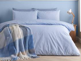 Catherine Lansfield Epping Stripe Blue Duvet Cover Set1