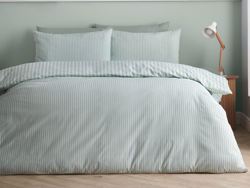 Catherine Lansfield Epping Stripe Green Duvet Cover Set3