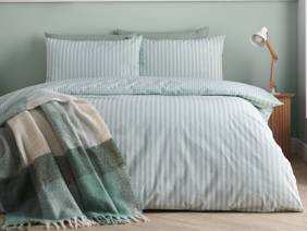 Catherine Lansfield Epping Stripe Green Duvet Cover Set1